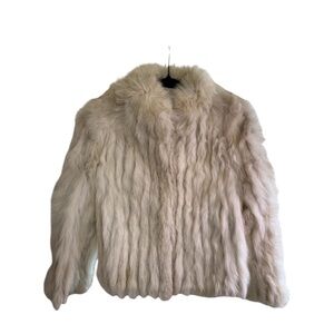 Elan Ivory Norway Blue Fox Fur Jacket Small Vintage Real Fur Luxury Wedding Glam